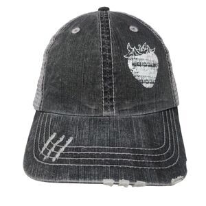 Strawberry Strapback Mesh Back Trucker Hat Gray OSFA Adjustable HG